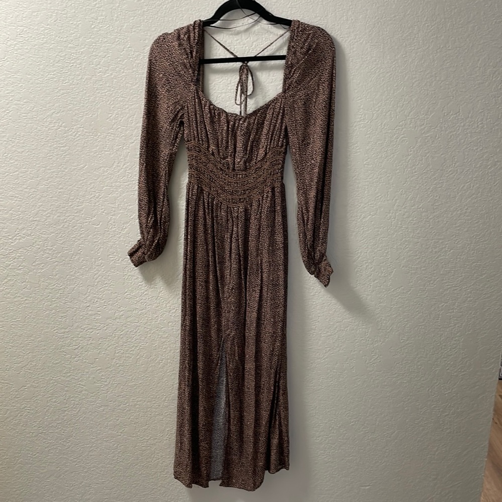AFRM x Nordstrom cheetah print maxi dress w/slit